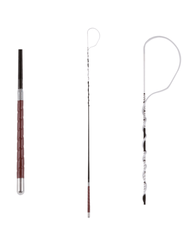BOWTOPPED WHIP, LEATHER HANDLE