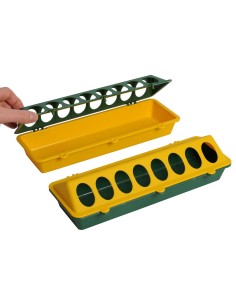 Chick feeder, linear yellow / green,16 holes, 30 cm