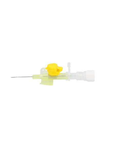 IV Catheter, w/injection port and wings, 0.7 x 19 mm, 24G x ¾", yellow, 25 pcs