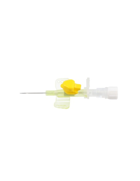 IV Catheter, w/injection port and wings, 0.7 x 19 mm, 24G x ¾", yellow, 25 pcs