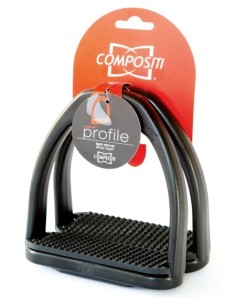 Stirrups synthetic PROFILE, kids, black, 10cm