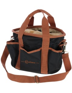 Bag for grooming accessories 28х20x22cm, black / cognac