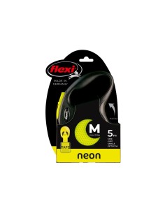 Повод Flexi New Neon М неоново жълт с лента 5м 2