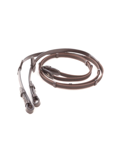 Rubberised reins - stud hooks - 16mm - 5rdgs