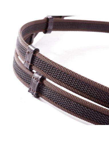 Rubberised reins - stud hooks - 16mm - 5rdgs