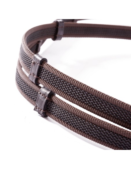 Rubberised reins - stud hooks - 16mm - 5rdgs