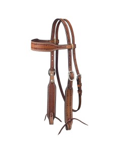 Royal King Barbed Wire Tooled Wide Browband Headstall