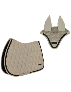 All-Purpose Saddle Pad with fly veil set Equitheme Pearl...