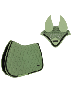 All-Purpose Saddle Pad with fly veil set Equitheme Pearl...